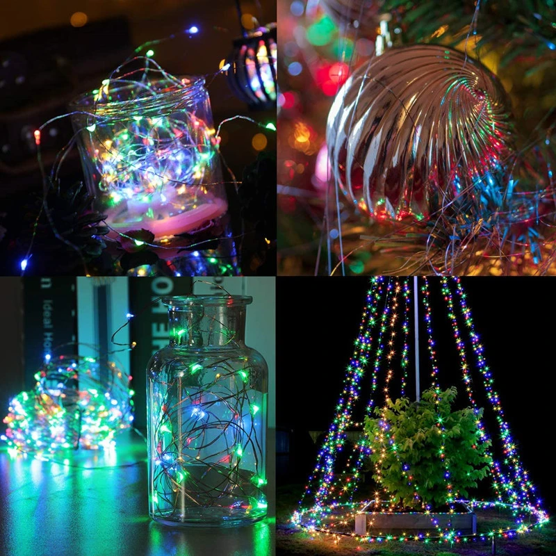 Wholesale Waterproof IP65 Outdoor Christmas Lights 200LED Copper Wire Rope String Solar Light
