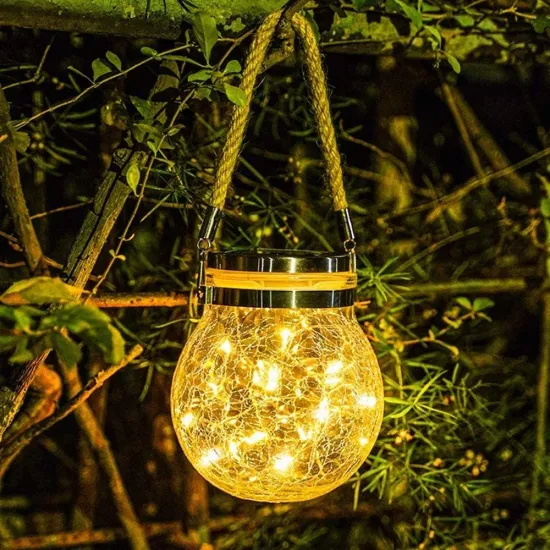 Sfera di vetro solare 30 LED Lanterne da giardino per patio Decorazione della tavola di nozze Lampada da bottiglia di vetro solare per esterni Lanterna solare a sospensione a LED