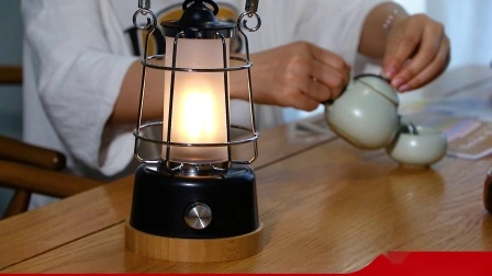 Lampada da tavolo decorativa in bambù Lanterna da campeggio con Power Bank USB