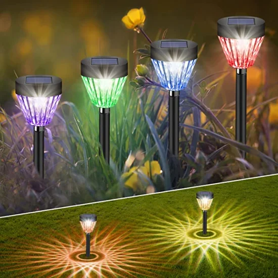 2023 Nuova decorazione ABS ricaricabile ad energia solare Illuminazione di paesaggio RGB Lampada solare da giardino LED Diamond Palo Luce esterna IP65 Impermeabile Solar Path Light