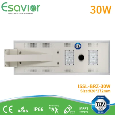 Esavior Lampada LED solare tutto in uno integrata ad energia solare da 30 W, Luce per strada/percorso/giardino, Sensore di movimento, Luce esterna a risparmio energetico